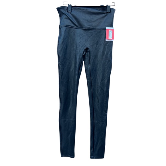 Spanx Stylish Black Faux Leather Leggings NWT - Picture 2 of 6